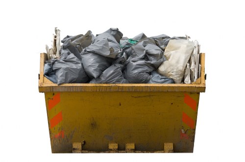Professional rubbish removal team at work