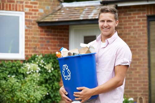 Skip delivery in an urban Vauxhall area
